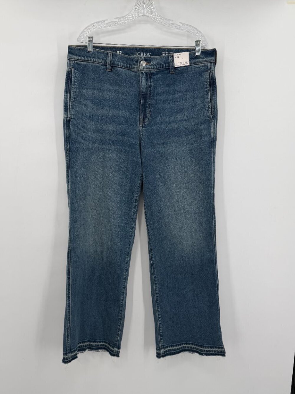 J.Crew Plus ’96 Slim Wide Leg Jeans Women’s Size 32 Raw Hem Denim NWT